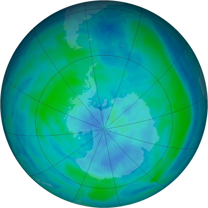 Antarctic ozone map for 15 March 1999